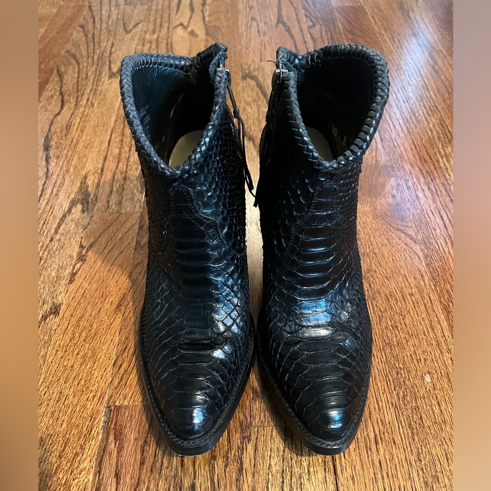 Snakeskin and leather boots